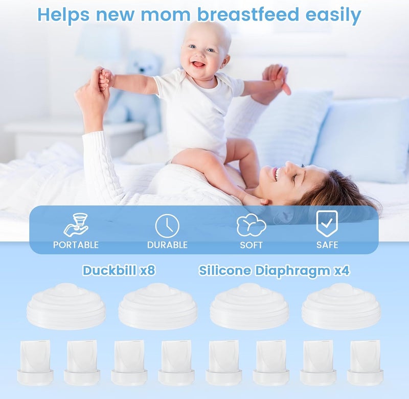 Hranio 12PCS Breast Pump Parts, Duckbill Valves Compatible with Momcozy m5 Replacement Parts Momcozy Breast Pump Accessories Mom Cozy m5 Replacement Parts 8PCS Duckbill Valves 4PCS Silicone Diaphragm - Image 5